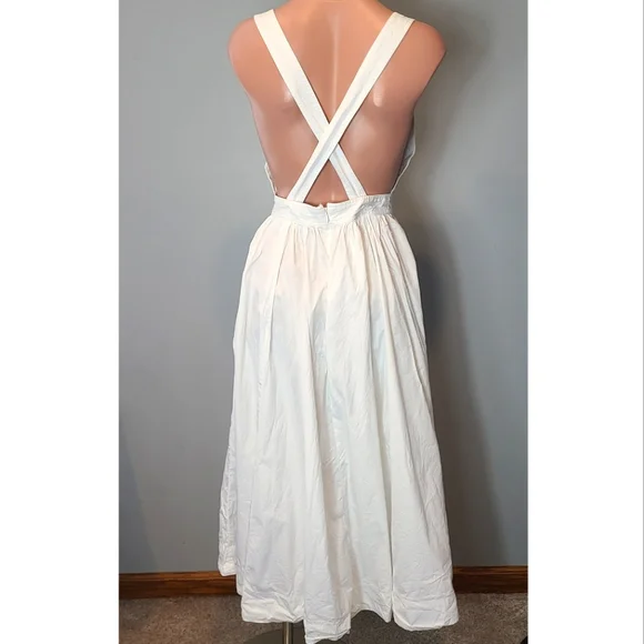J.Crew Cotton poplin apron white dress convertible straps Size 6 Summer Preppy - Picture 6 of 10